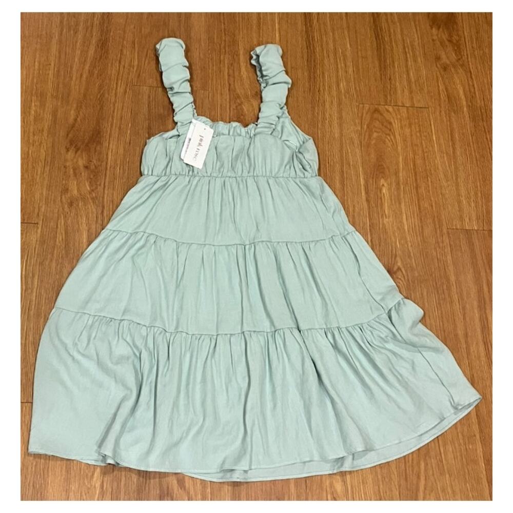 Pink Rose Juniors' BubbleStrap Tiered Mini Dress Sea Glass S